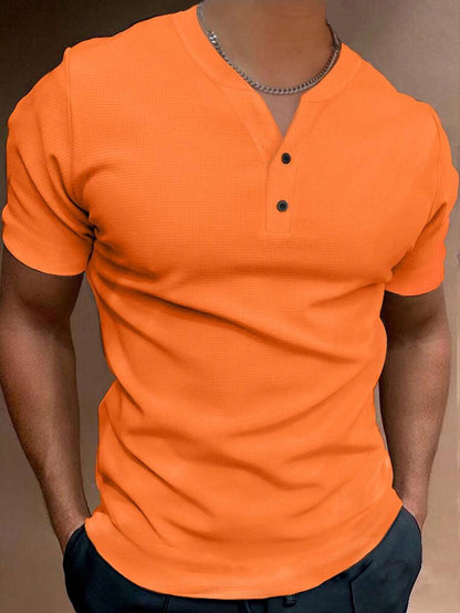 Orange Men's T-shirt with Notched Neck