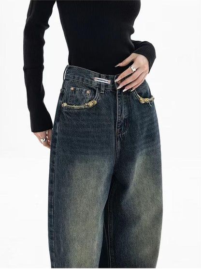 Nadja - Vintage Baggy Jeans with Washed Effect