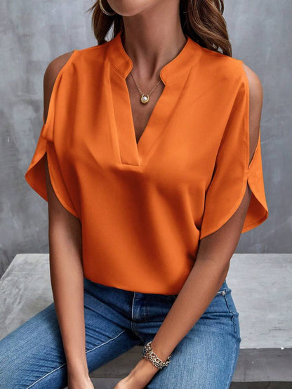 Orange Vintage Ladies Shirt with Shoulder Details