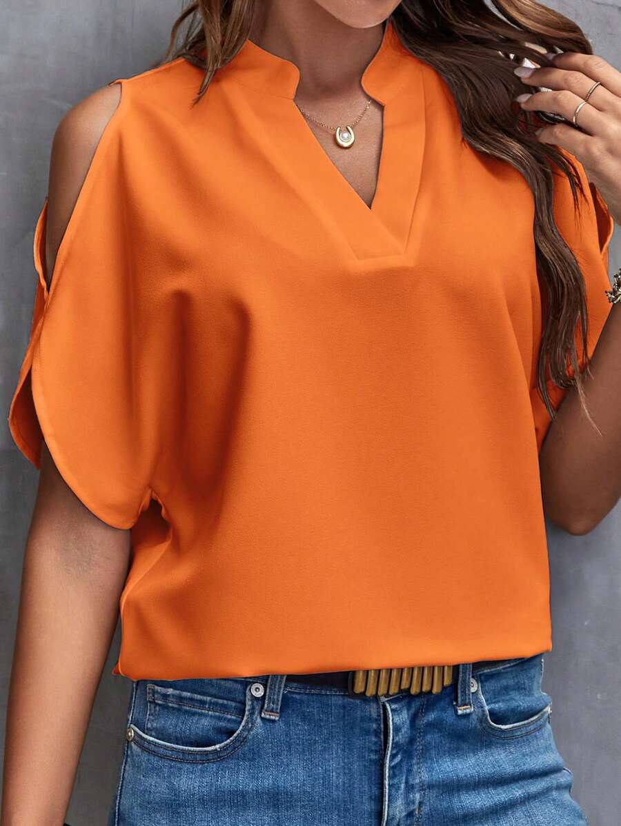 Orange Vintage Ladies Shirt with Shoulder Details