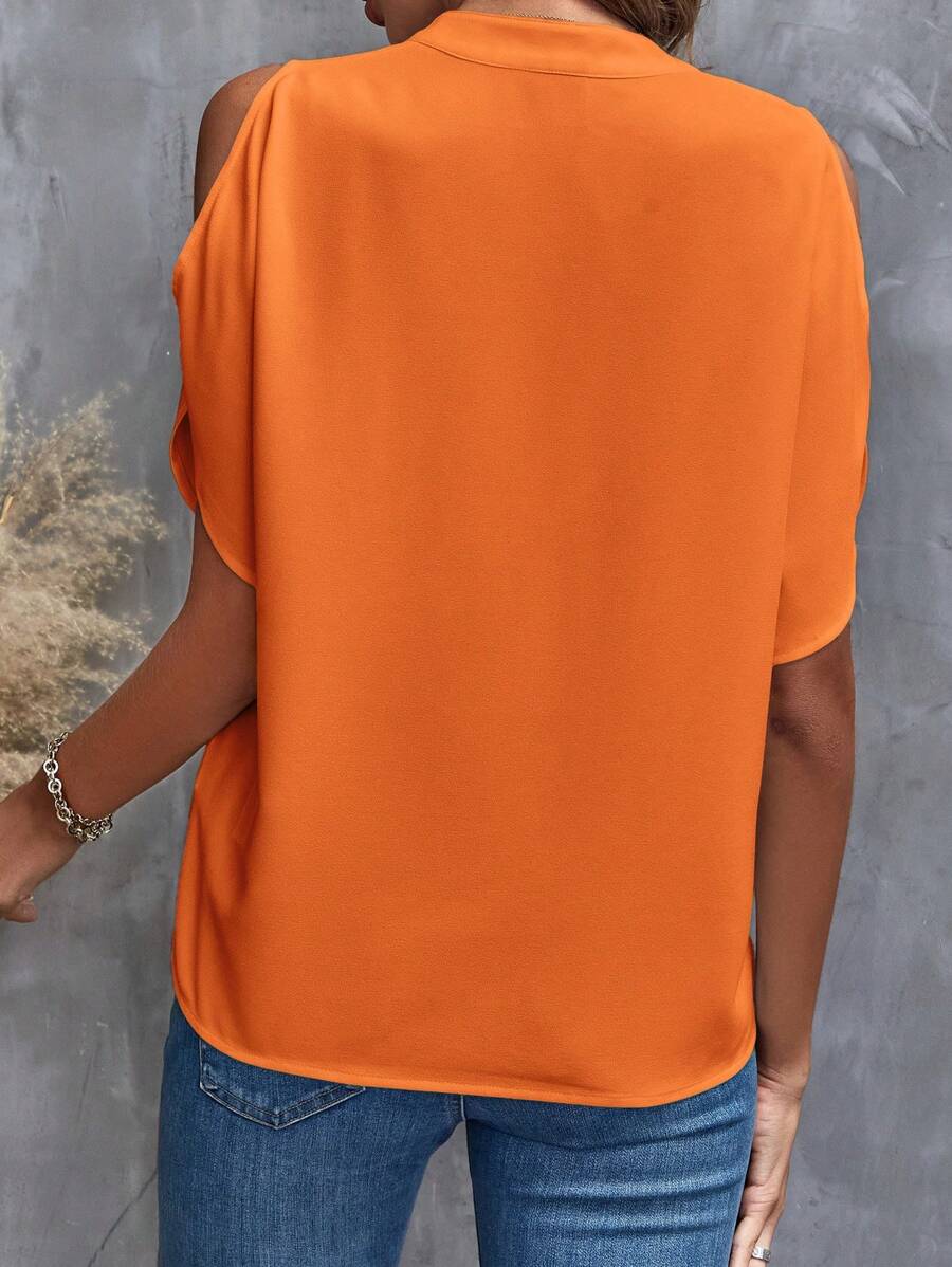 Orange Vintage Ladies Shirt with Shoulder Details