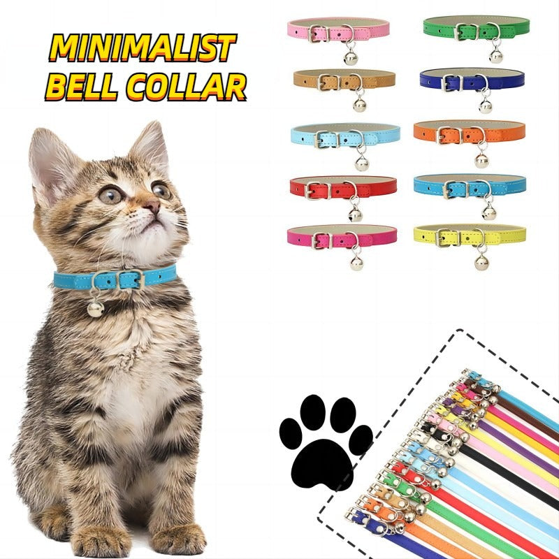 Adjustable Cat Collar with Bell – Durable Faux Leather and Safety Buckle for Cats of All Sizes
