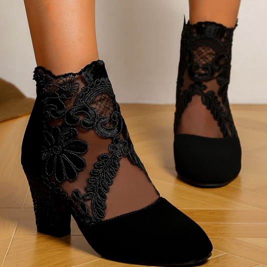 Bestickte Spitzen-Design High Heels - Felicia