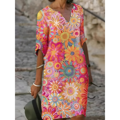 Dress with V-neck and floral print - Jelissa