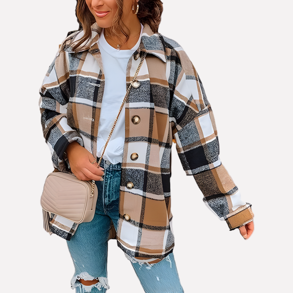 Giacca-camicia a quadri da donna