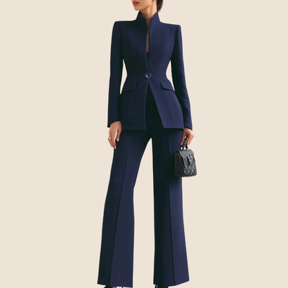 Ladies' Stylish Jumpsuit with Stand-Up Collar and Wide Legs