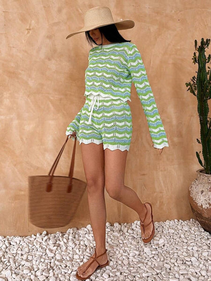 Hollow Out Top & Shorts as Cover-Up