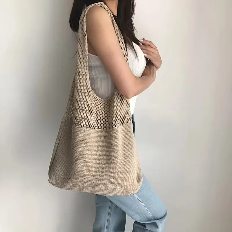 Sac de courses avec motif crochet ajouré
