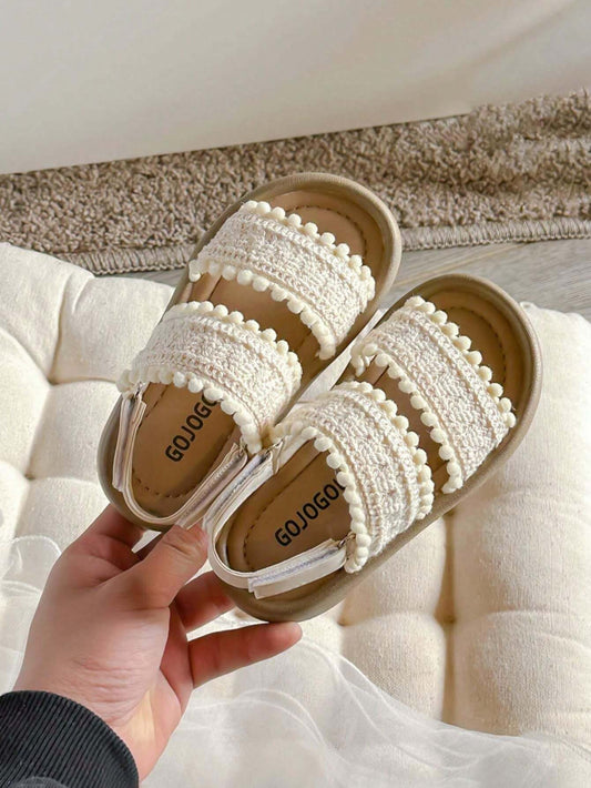 Sandalias trenzadas de princesa para niñas con suela suave