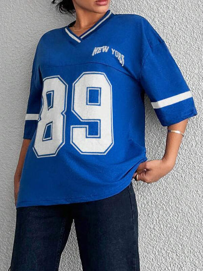 Oversized casual baseball football shirt for women - Miley