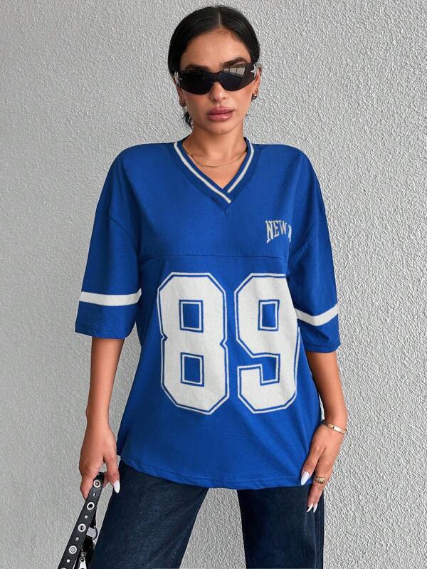 Oversized casual baseball football shirt for women - Miley