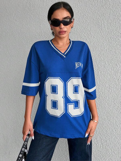 Oversized casual baseball football shirt for women - Miley