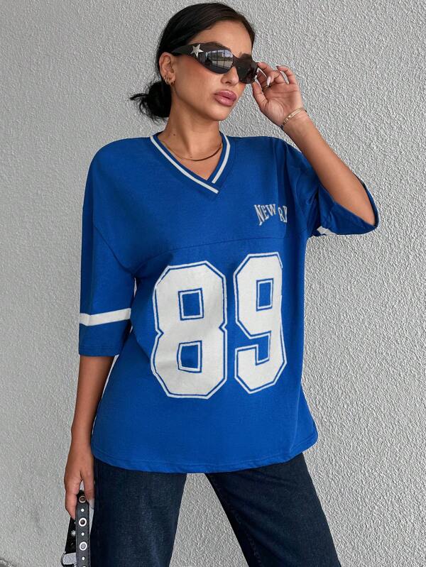 Oversized casual baseball football shirt for women - Miley