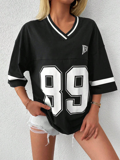 Oversized casual baseball football shirt for women - Miley