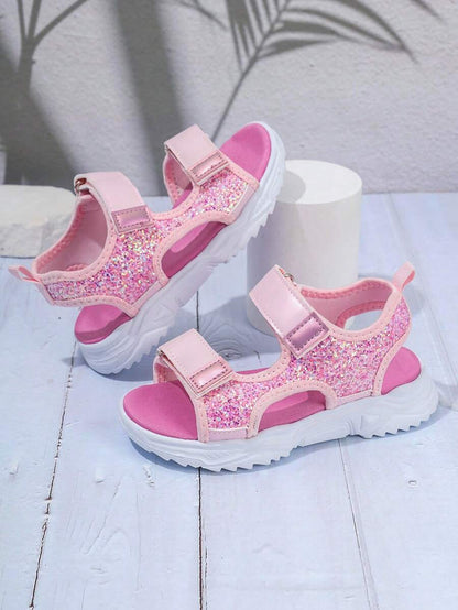 Sandali rosa glitter per bambine dallo stile sportivo