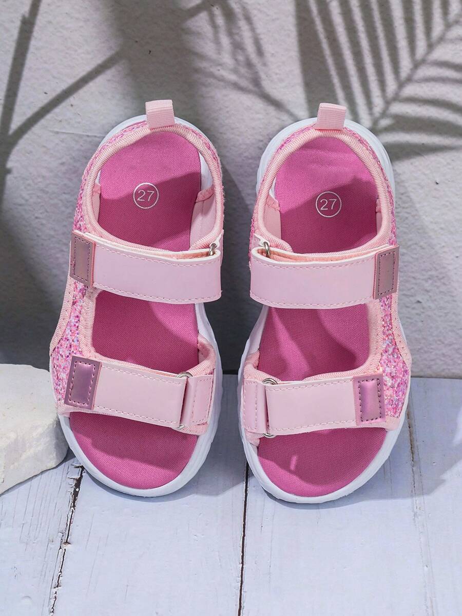 Sandali rosa glitter per bambine dallo stile sportivo