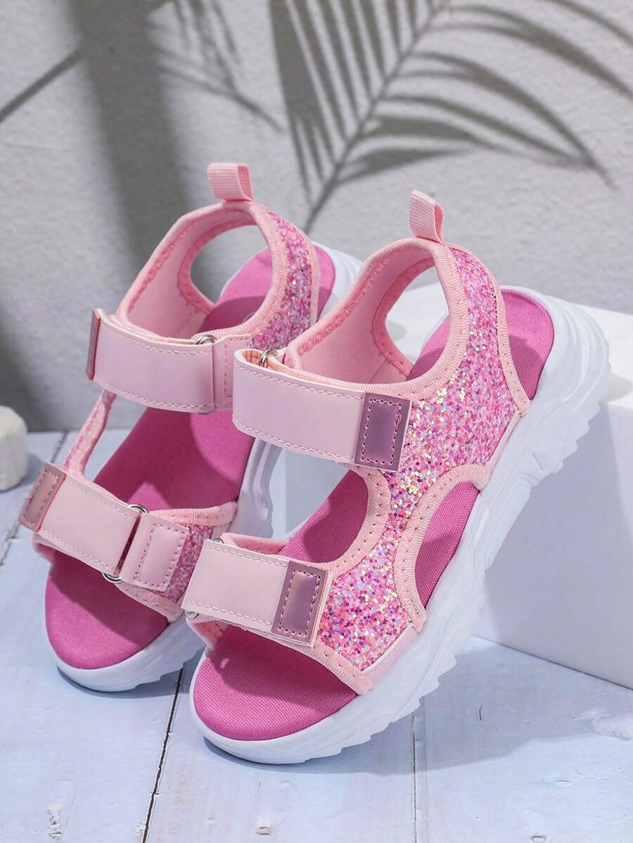 Sandali rosa glitter per bambine dallo stile sportivo