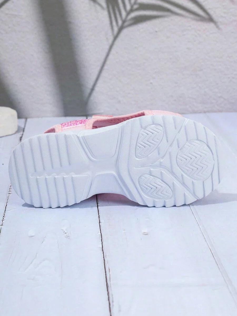 Sandali rosa glitter per bambine dallo stile sportivo