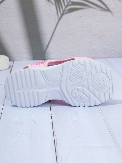 Sandali rosa glitter per bambine dallo stile sportivo