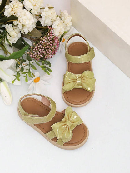 White Princess Sandals with Bow for Girls