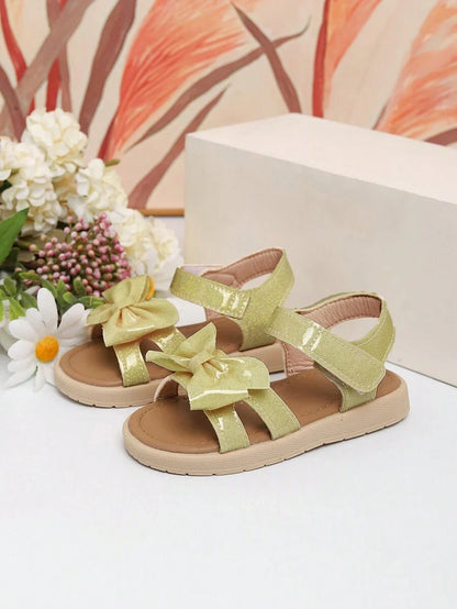 White Princess Sandals with Bow for Girls