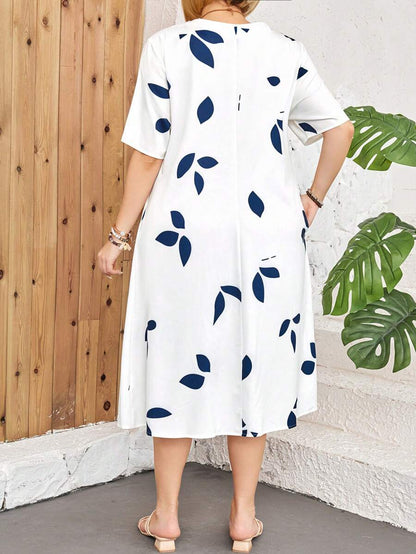 Elowen – Abito midi elegante con stampa unica