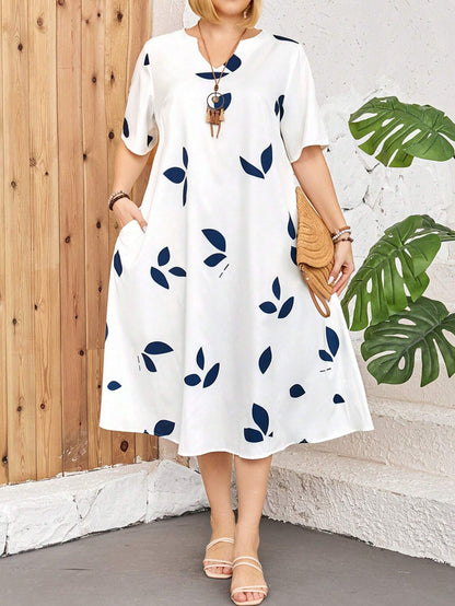 Elowen – Abito midi elegante con stampa unica