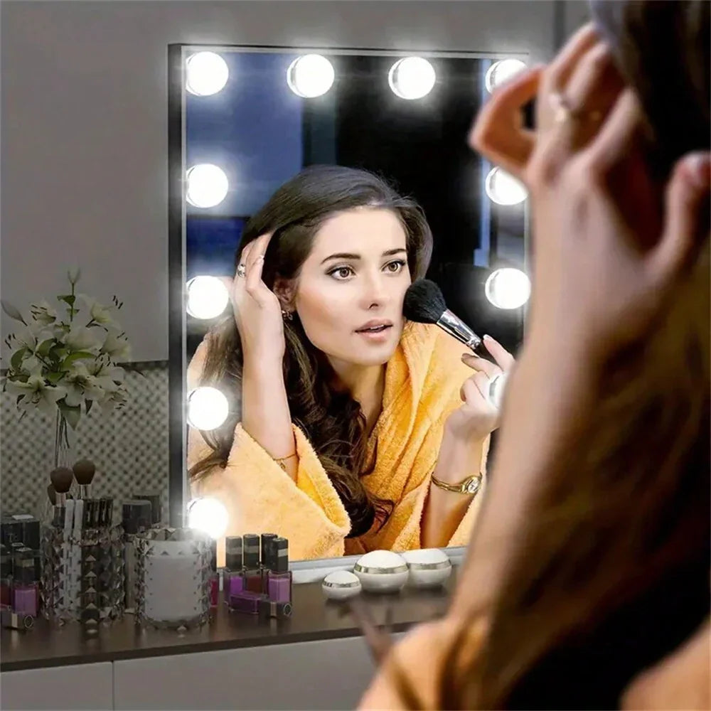 Illuminazione dimmerabile a LED per specchio, con sfere luminose e luce regolabile per il trucco