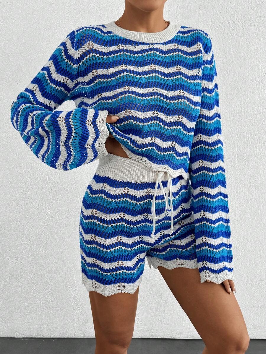 Hollow Out Top & Shorts as Cover-Up
