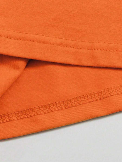 Orange Men's T-shirt with Cartoon Pumpkin Print