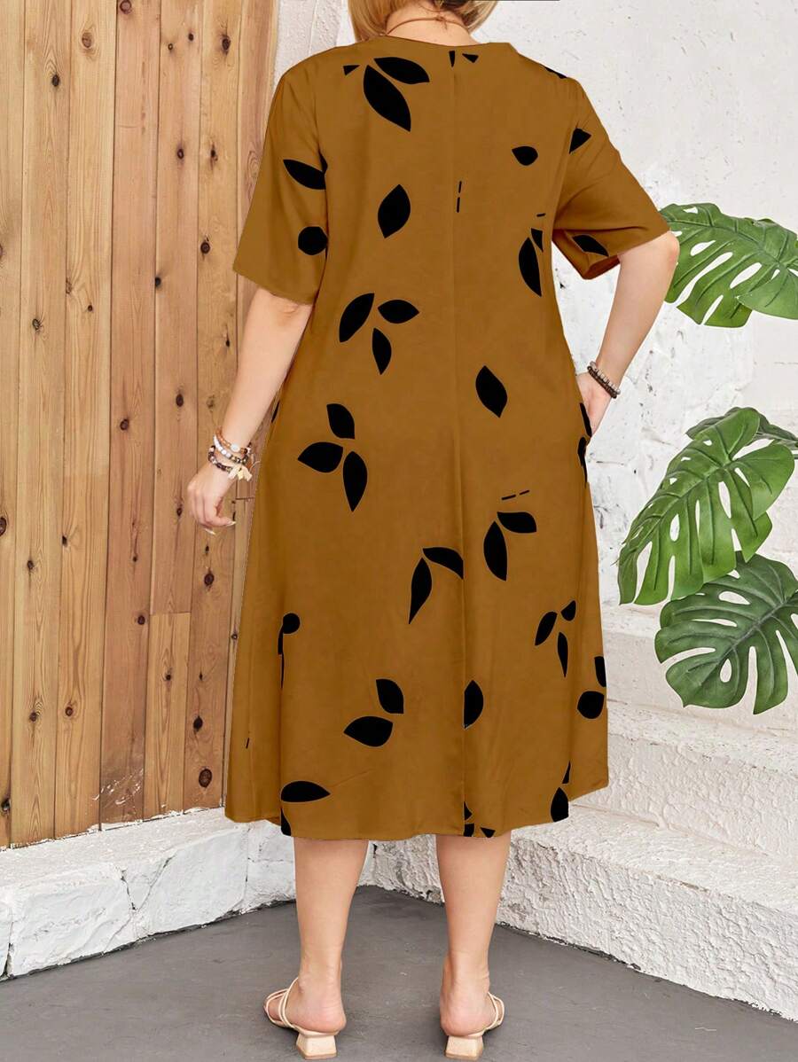 Elowen – Abito midi elegante con stampa unica
