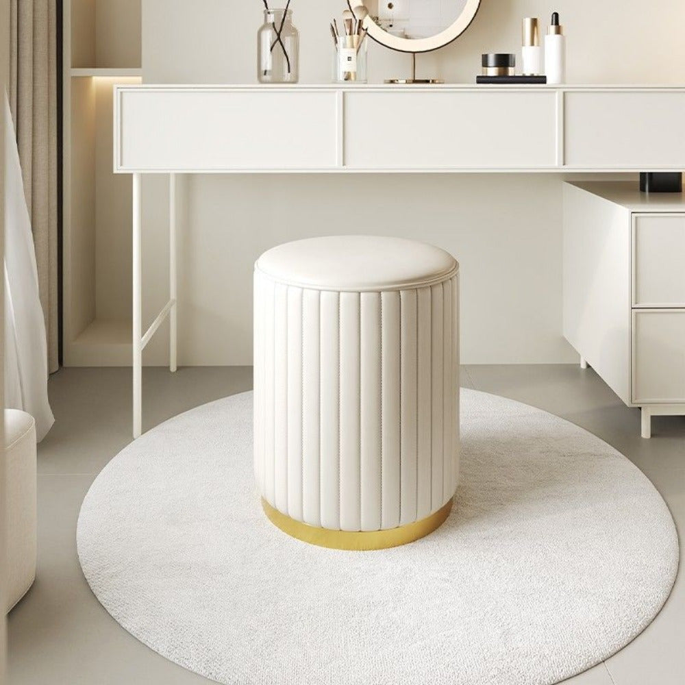 Puf de almacenamiento de estilo nórdico y elegante – Redondo, con espacio de almacenamiento y acabado de espejo