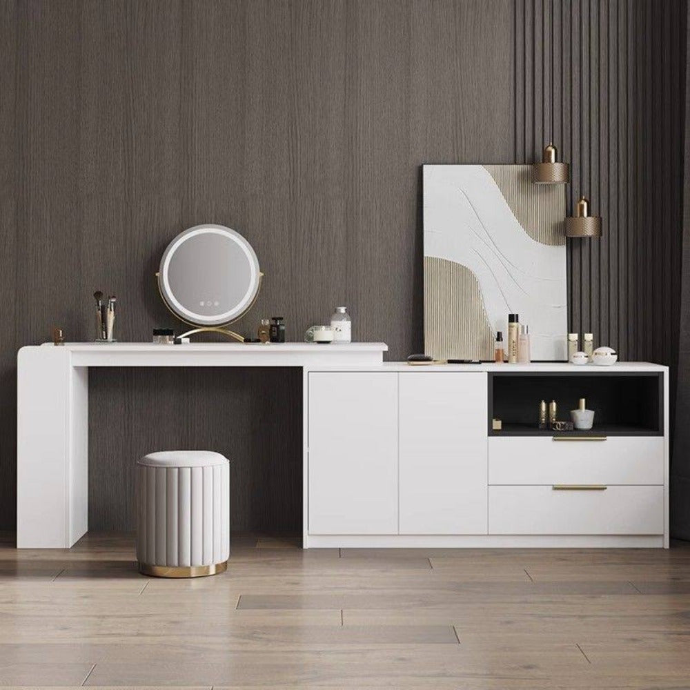 Puf de almacenamiento de estilo nórdico y elegante – Redondo, con espacio de almacenamiento y acabado de espejo