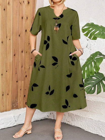 Elowen – Abito midi elegante con stampa unica