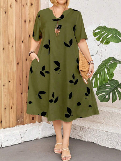Elowen – Abito midi elegante con stampa unica