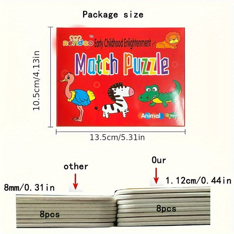 Educational Puzzle Set for Children – 16 Pieces with Fun Images of Professions, Vehicles, and Vegetables