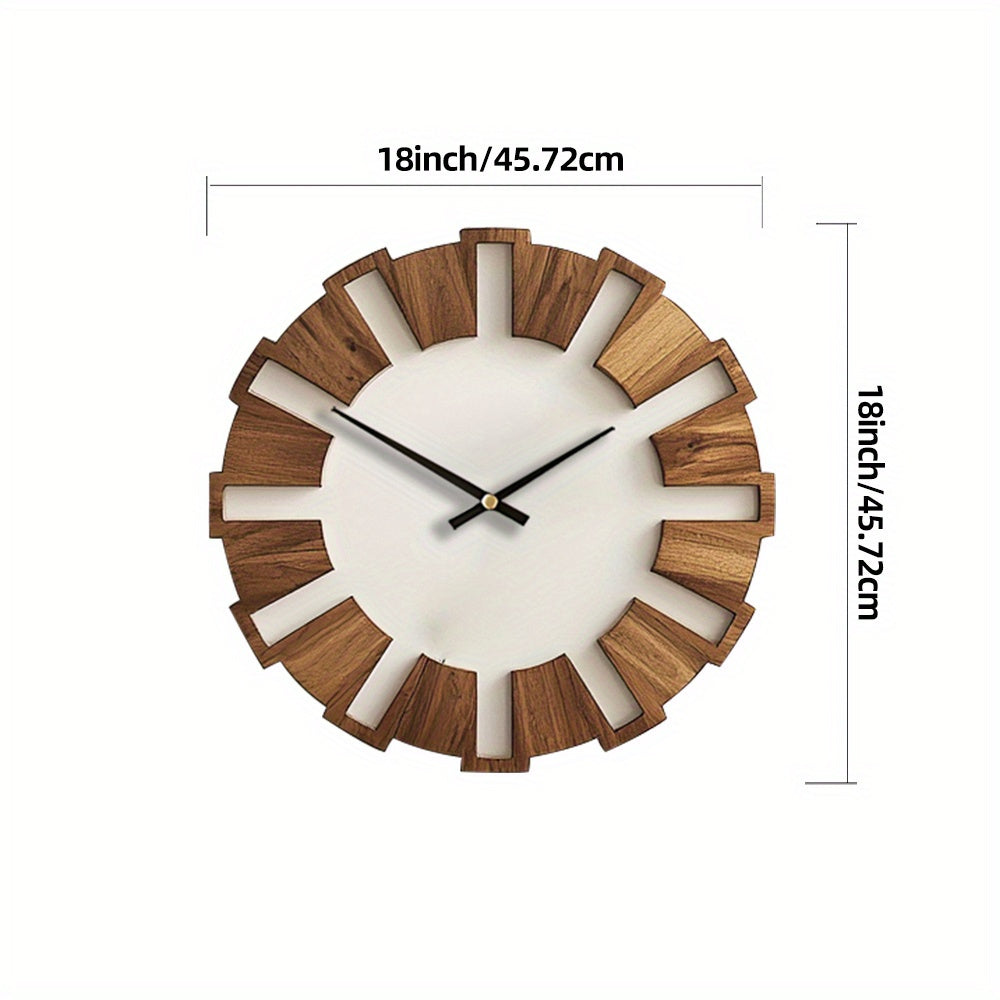 Reloj de pared rústico de madera con mecanismo silencioso – Diseño atemporal para la sala de estar, la oficina y el dormitorio