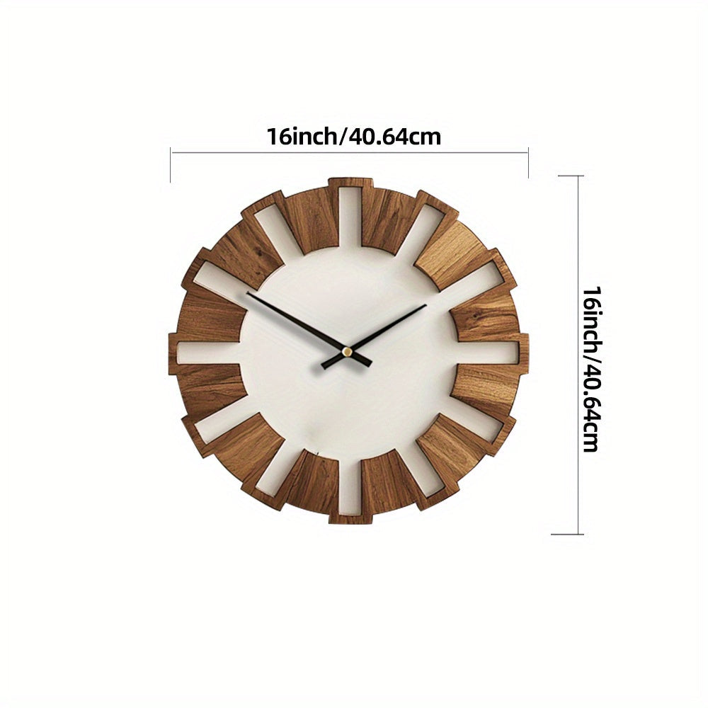 Rustic Wooden Wall Clock with Silent Movement – Timeless Design for Living Room, Office and Bedroom