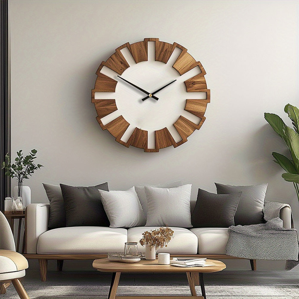 Reloj de pared rústico de madera con mecanismo silencioso – Diseño atemporal para la sala de estar, la oficina y el dormitorio
