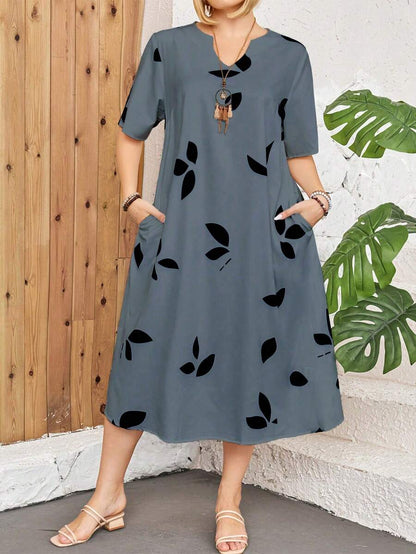 Elowen – Abito midi elegante con stampa unica
