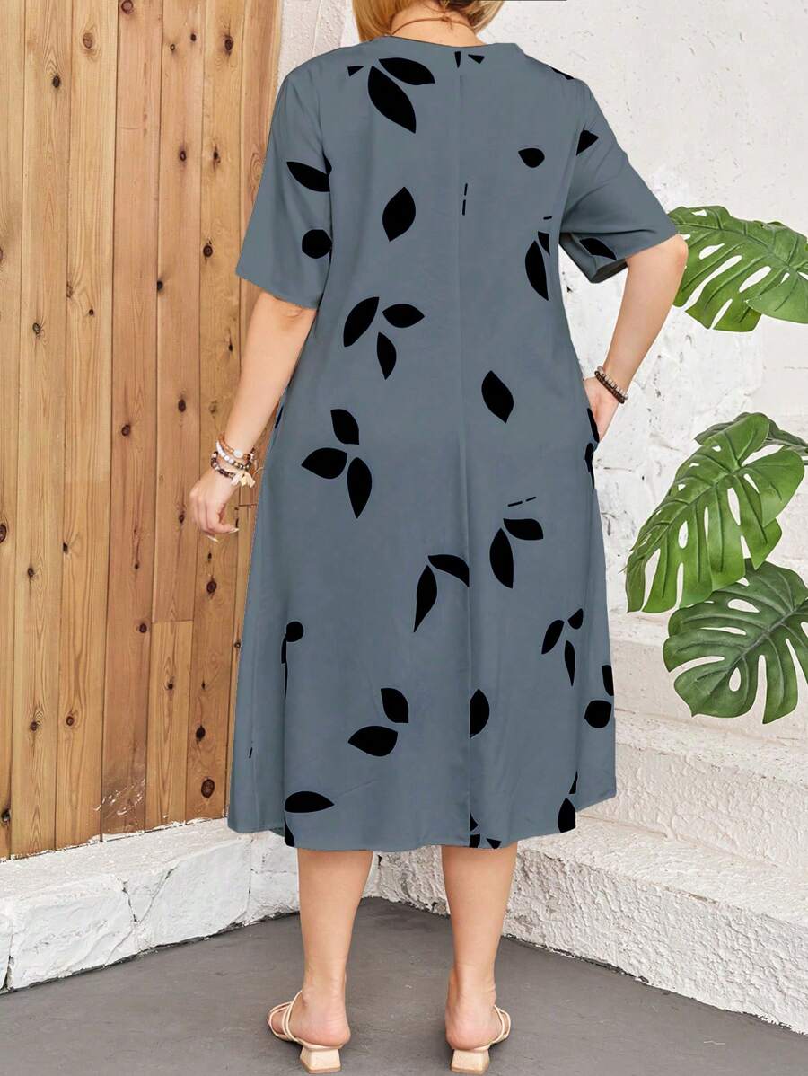 Elowen – Abito midi elegante con stampa unica