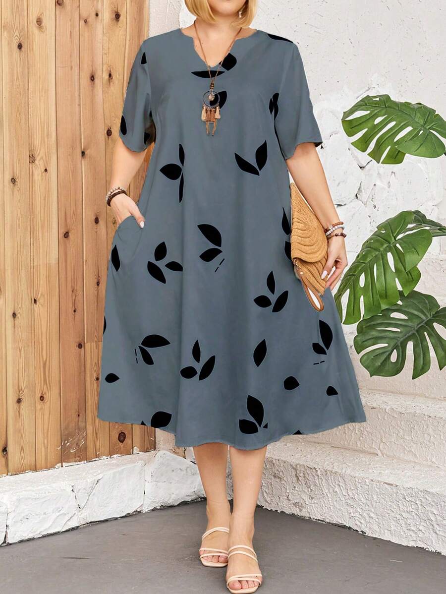 Elowen – Abito midi elegante con stampa unica