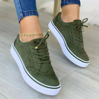 Sneakers brogue eleganti da donna con suola con zeppa e lacci