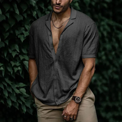 Men's Linen Summer Shirt with Button Closure