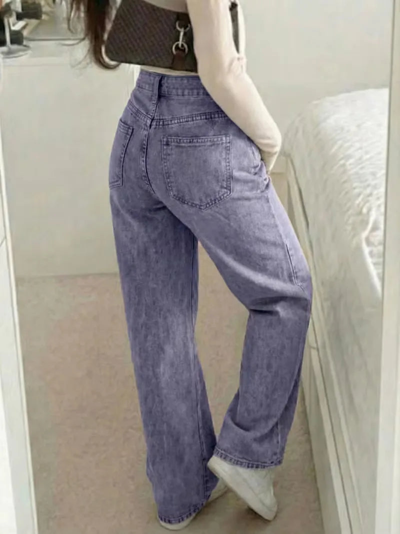 Jean droit taille mi-haute