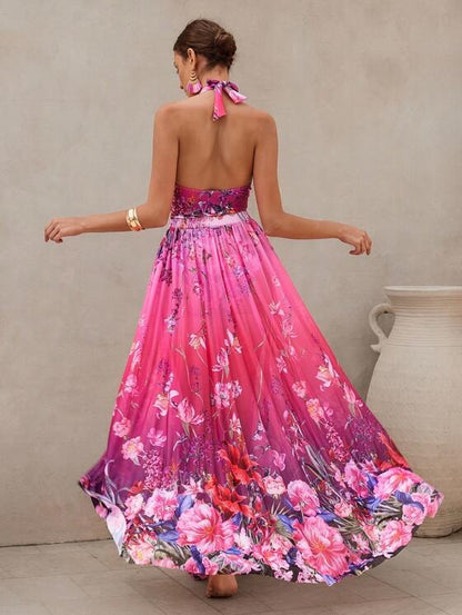 Romantic Swimsuit with Floral Print and Wrap Skirt