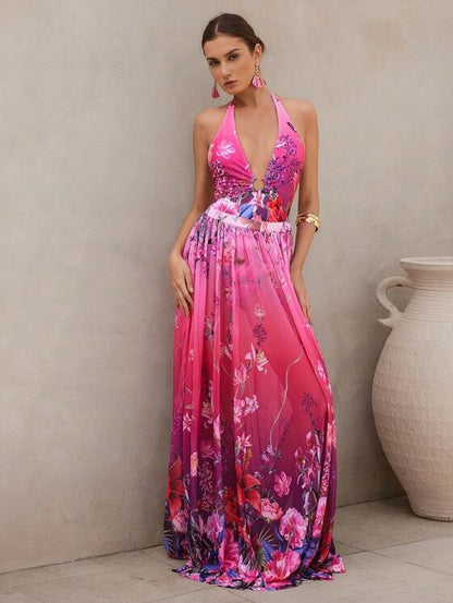 Romantic Swimsuit with Floral Print and Wrap Skirt
