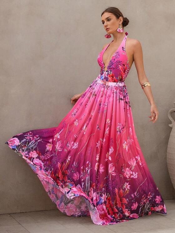Romantic Swimsuit with Floral Print and Wrap Skirt