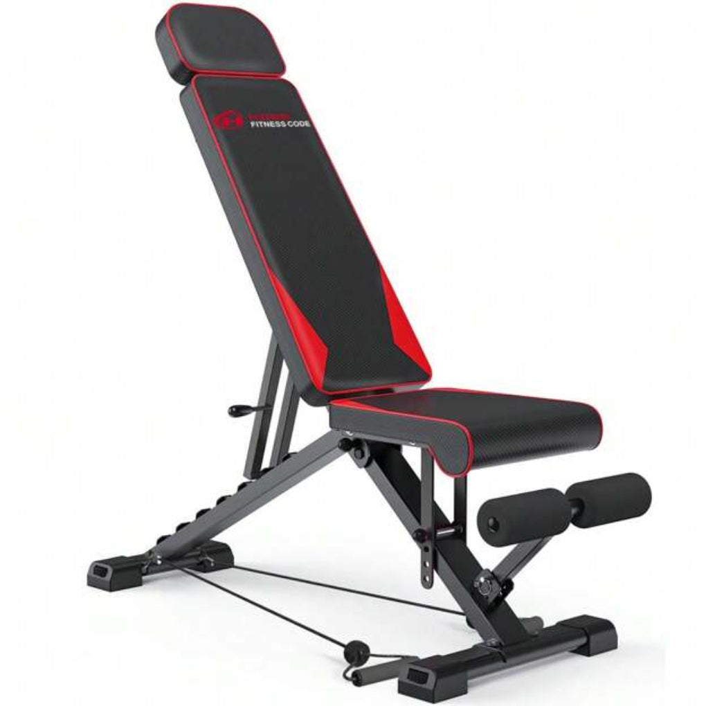 Adjustable Foldable Training Bench with Resistance Bands