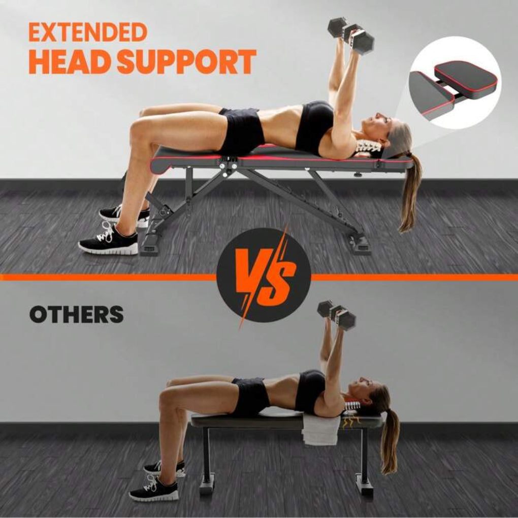 Adjustable Foldable Training Bench with Resistance Bands